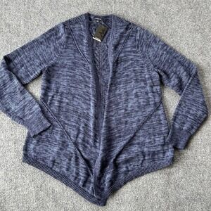 Torrid Sweater Cardigan Womens 0 Navy Open Knit Cotton Long Sleeve Drape Hem New